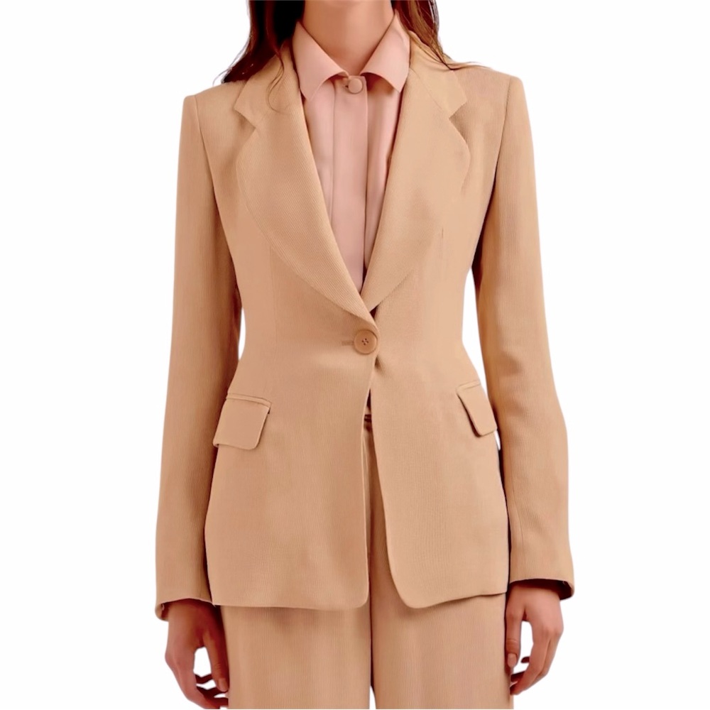 GIORGIO ARMANI Double Breasted Tan Beige Women's Blazer Tailored Jacket Coat